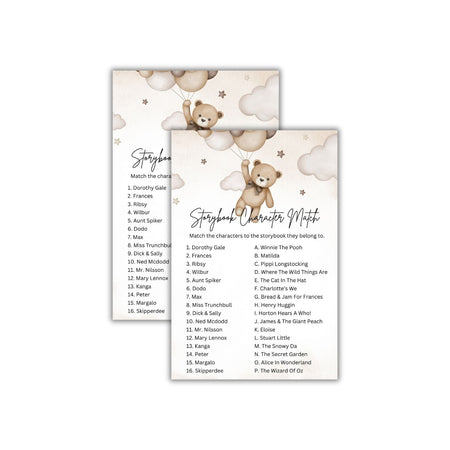 Storybook Character Match Baby Shower Games Card Pack - 18 High-Quality 300gsm Cards for Fun & Exciting Celebration