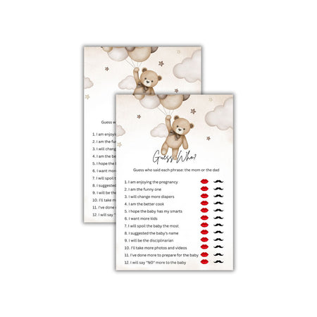 Guess Who? Baby Shower Games Card Pack - 18 High-Quality 300gsm Cards for Fun & Exciting Celebration