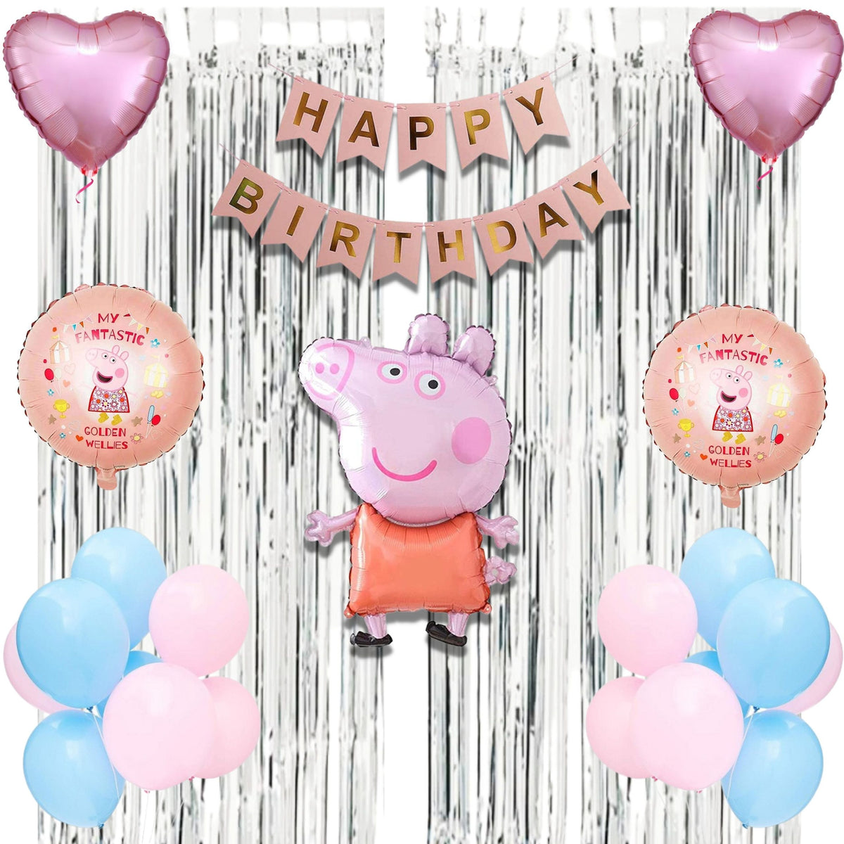 Toyland Confezione Palloncini Peppa Pig - Contiene 16 Pink Happy Birthday  Balloon Banner & 2 x 37 Peppa Pig Foil Balloons - Decorazioni per Feste per