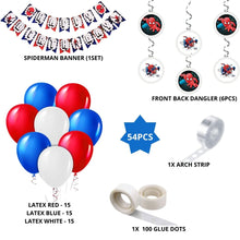 54Pcs Spider superhero Theme Birthday Decoration for Baby Kids Boys, Spider Superhero Banner & Red, White & Blue Balloons,