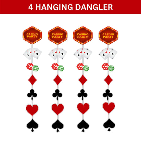 Card Party or Poker Party Dangler/Wall Hanging Decoration – (4 Pieces) - Material-Cardstock
