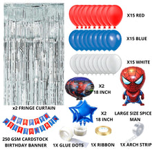 68Pcs Spider Superhero Theme Birthday Decoration for Boys, Spider superhero Foil Balloon & Banner, Red, White & Blue Balloons