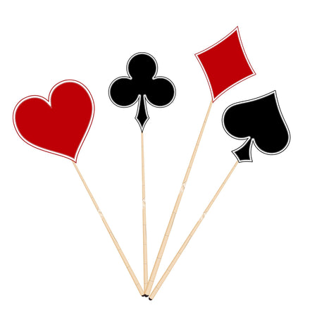 20 Pcs Red & Black Cardstock Cake & Cupcake Toppers for Card Party/Poker Party