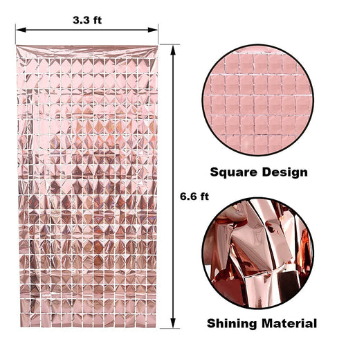 Load image into Gallery viewer, Rose Gold Foil Sequin Curtains For Birthday Decoration Foil Curtain, Anniversary Decoration Items For Home, Bachelorette, Bridal Shower (Set of 2)