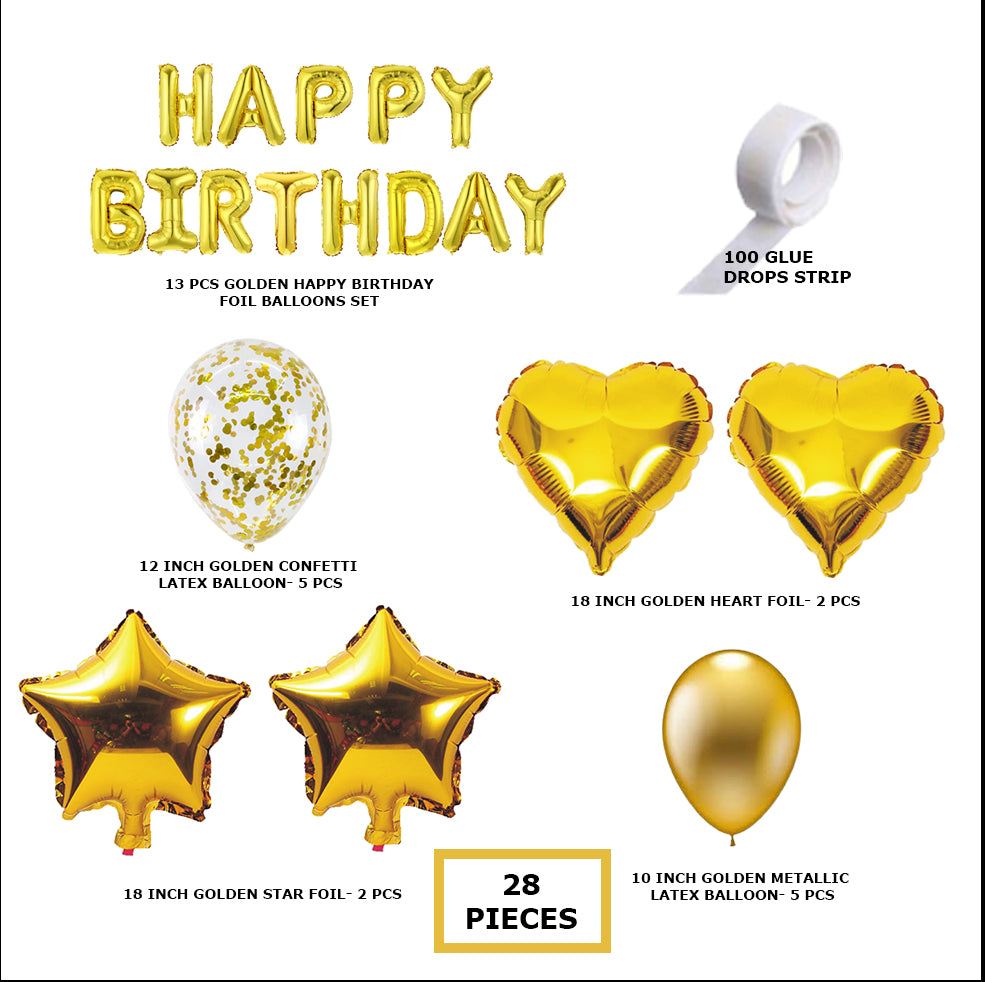 Buy CherishX Happy Birthday Foil Balloon - Golden Colour, 41 cm