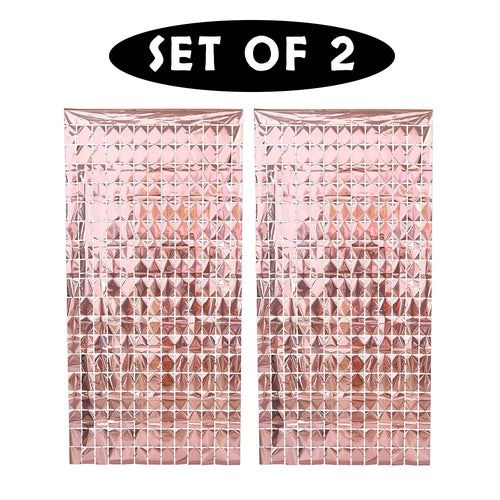 Load image into Gallery viewer, Rose Gold Foil Sequin Curtains For Birthday Decoration Foil Curtain, Anniversary Decoration Items For Home, Bachelorette, Bridal Shower (Set of 2)