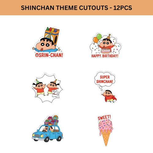 Load image into Gallery viewer, Shinchan Theme Birthday Cutouts (6 inches/250 GSM Cardstock/Mixcolour/12Pcs)
