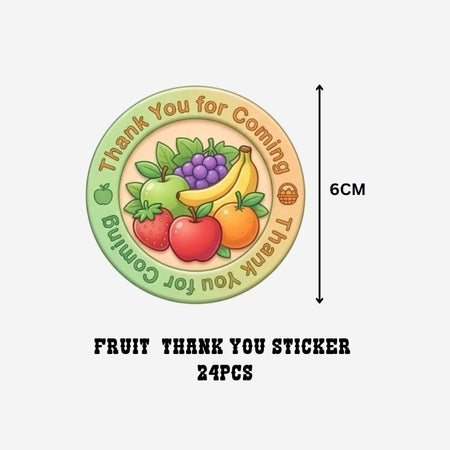 Fruit Theme- Return Gift/birthday decor Thankyou Sticker (6 CM/Sticker/Mixcolour/24Pcs)