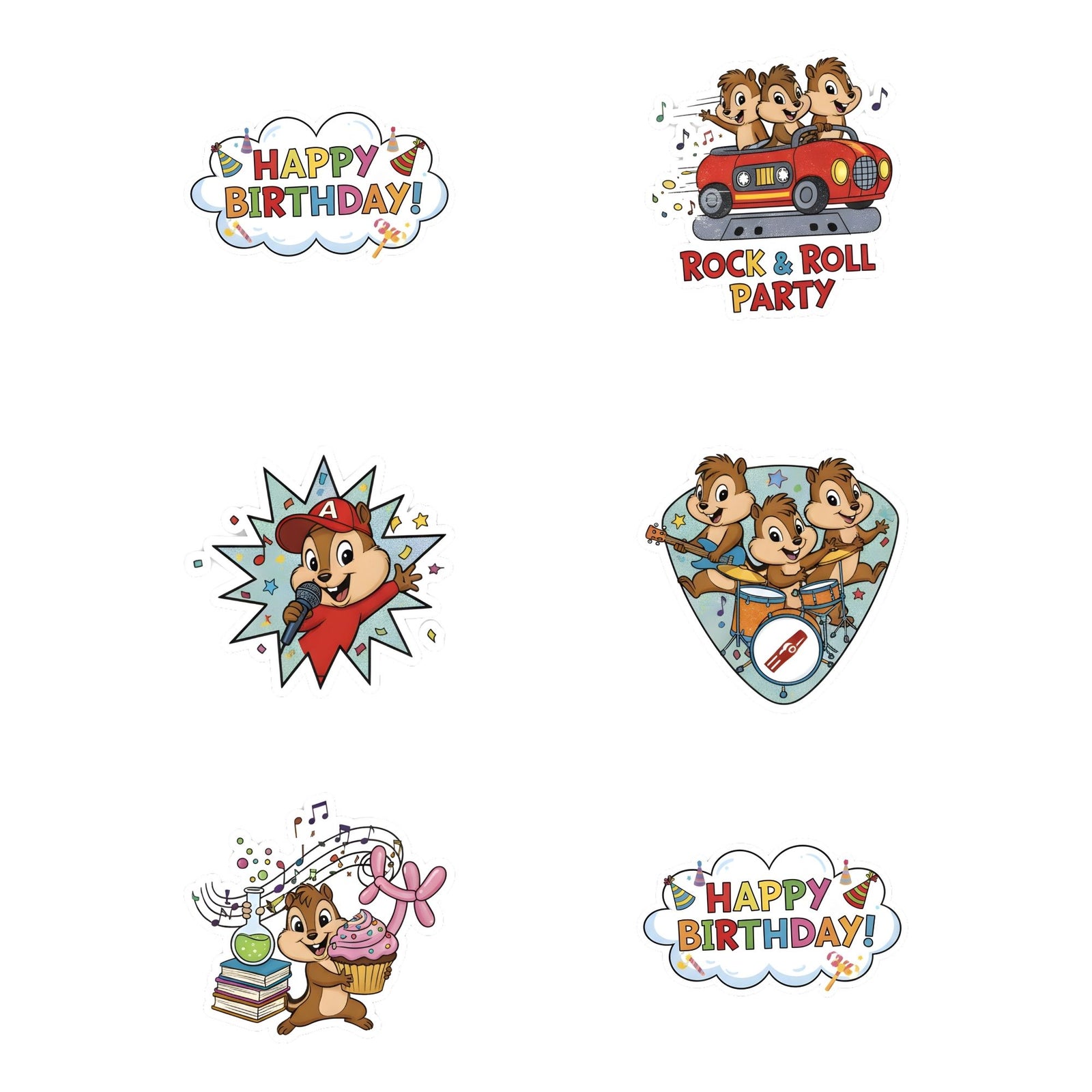 Disney Chip & Dale Theme Birthday Cutouts (6 inches/250 GSM Cardstock/Mixcolour/12Pcs)