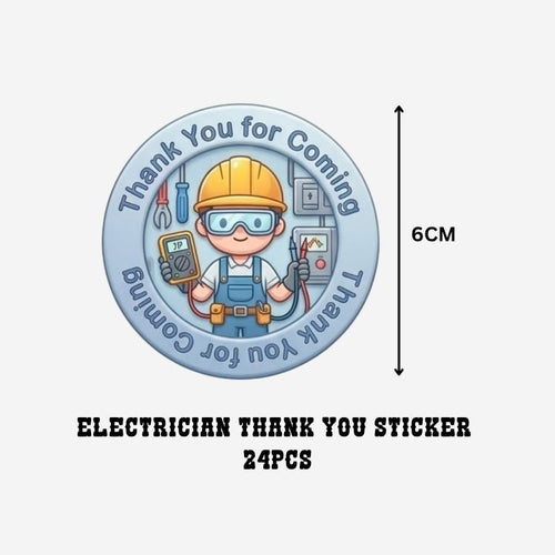 Load image into Gallery viewer, Electrician Theme- Return Gift/birthday decor Thankyou Sticker (6 CM/Sticker/Mixcolour/24Pcs)
