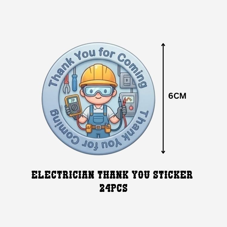 Electrician Theme- Return Gift/birthday decor Thankyou Sticker (6 CM/Sticker/Mixcolour/24Pcs)