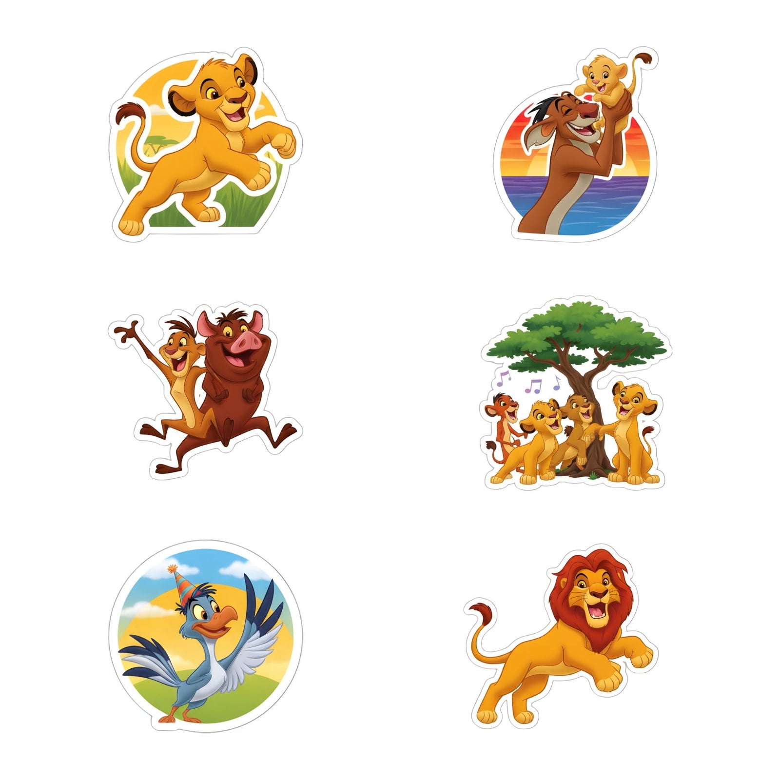 Lion King Theme Birthday Cutouts (6 inches/250 GSM Cardstock/Mixcolour/12Pcs)