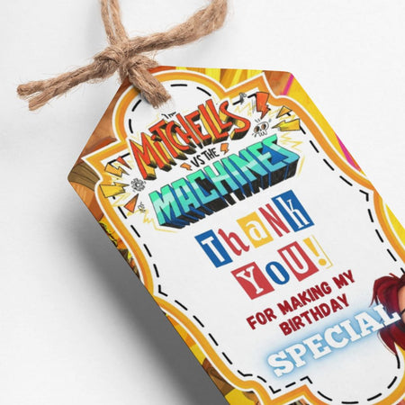 PartyDecor Mall Mitchells vs Machines Theme Thank You Cards & Return Gift Tags - 30Pcs, 2x3.5, 250 GSM Cardstock (Mitchells vs Machines)