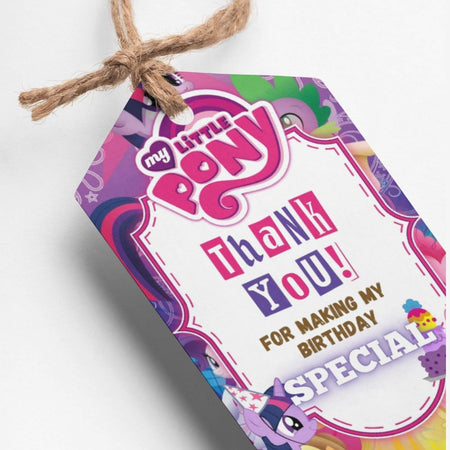 Little Pony Theme Thank You Cards & Return Gift Tags - 30Pcs, 2x3.5, 250 GSM Cardstock (Little Pony)