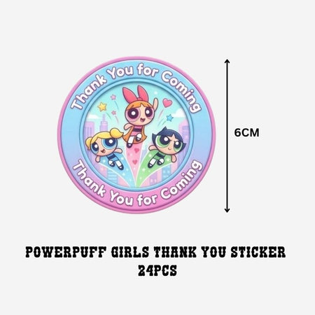 Powerpuff Girls Theme- Return Gift/birthday decor Thankyou Sticker (6 CM/Sticker/Mixcolour/24Pcs)