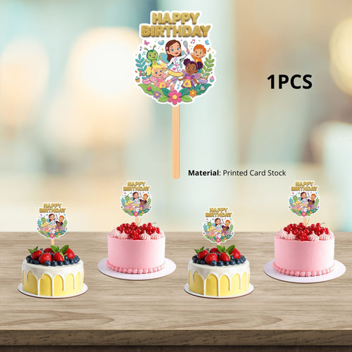 Load image into Gallery viewer, Butterbean's Birthday Cake Topper for Kids | Premium 300 GSM Cardstock | Cute Cartoon Party Decoration | Cake Decoration Topper for Birthday Party Supplies
