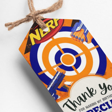 Nerf Theme Thank You Cards & Return Gift Tags - 30Pcs, 2x3.5, 250 GSM Cardstock (Nerf)