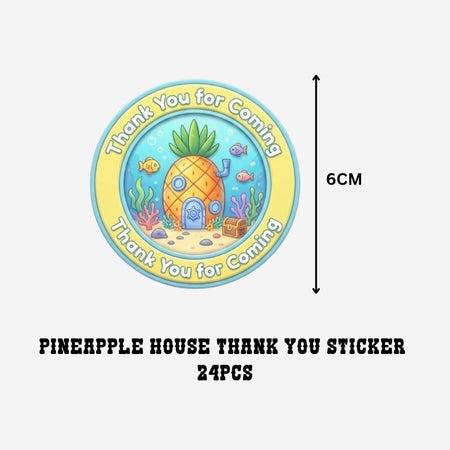 Pineapple House Theme- Return Gift/birthday decor Thankyou Sticker (6 CM/Sticker/Mixcolour/24Pcs)