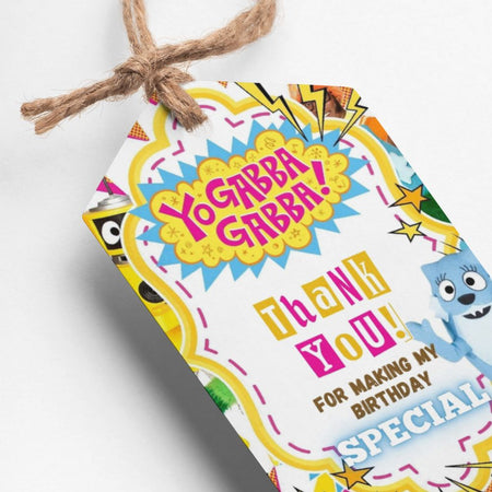 Yo Gabba Gabba Theme Thank You Cards & Return Gift Tags - 30Pcs, 2x3.5, 250 GSM Cardstock (Yo Gabba Gabba)