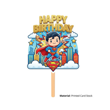 Super Man Kid Birthday Cake Topper for Kids | Premium 300 GSM Cardstock | Cute Cartoon Party Decoration | Cake Decoration Topper for Birthday Party Supplies