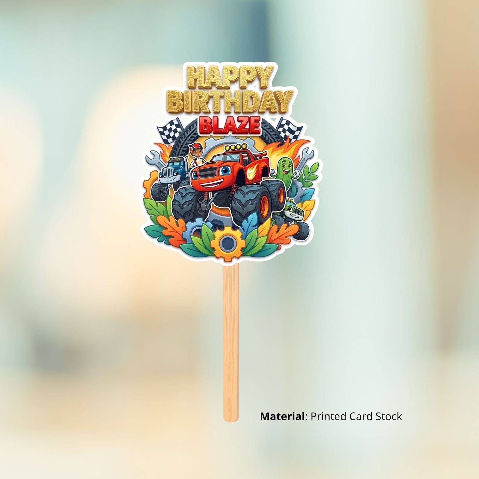 Monster Truck Birthday Cake Topper for Kids | Premium 300 GSM Cardstock | Cute Cartoon Party Decoration | Cake Decoration Topper for Birthday Party Supplies