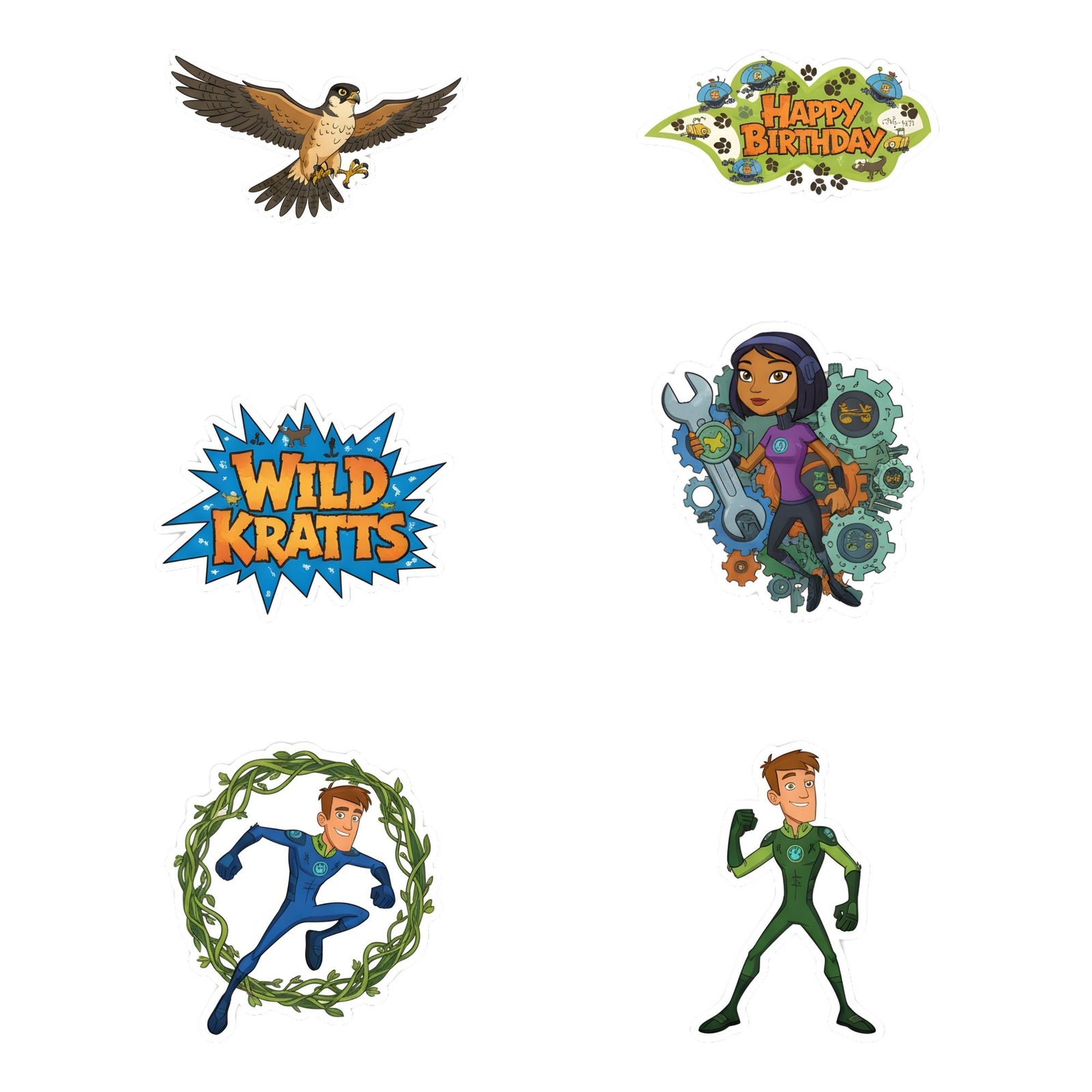 Wild Kratts Theme Birthday Cutouts (6 inches/250 GSM Cardstock/Mixcolour/12Pcs)