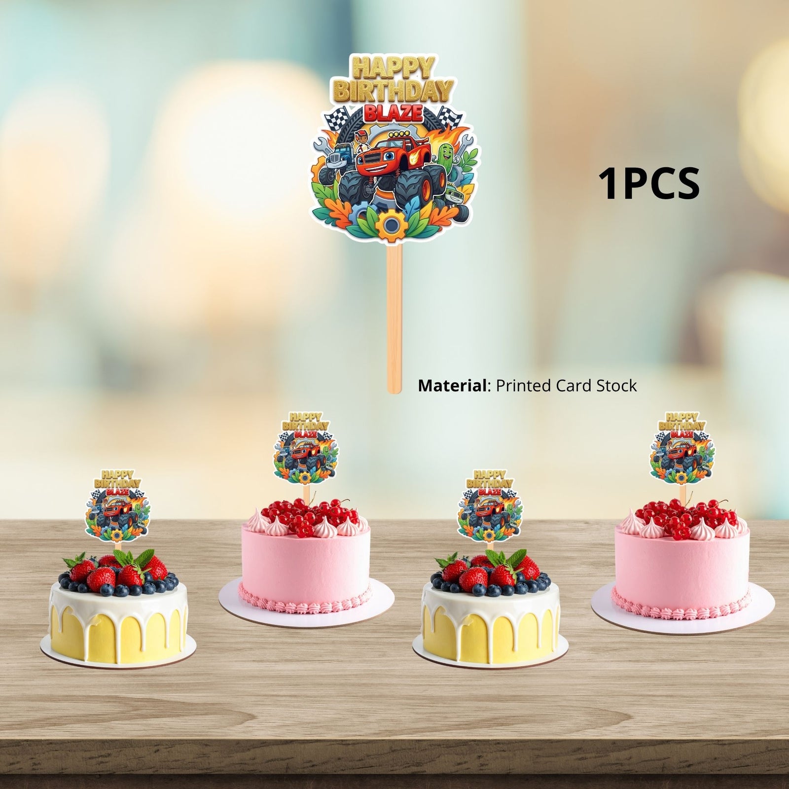 Monster Truck Birthday Cake Topper for Kids | Premium 300 GSM Cardstock | Cute Cartoon Party Decoration | Cake Decoration Topper for Birthday Party Supplies