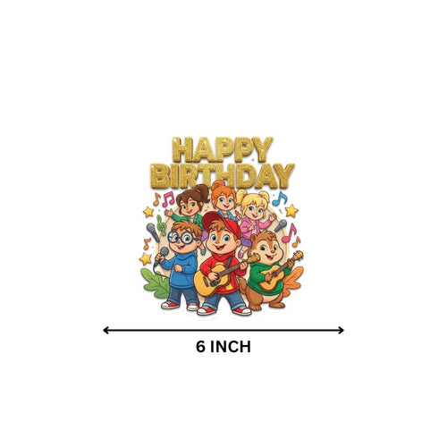 Load image into Gallery viewer, Alvin And The Chipmunks Birthday Cake Topper for Kids | Premium 300 GSM Cardstock | Cute Cartoon Party Decoration | Cake Decoration Topper for Birthday Party Supplies
