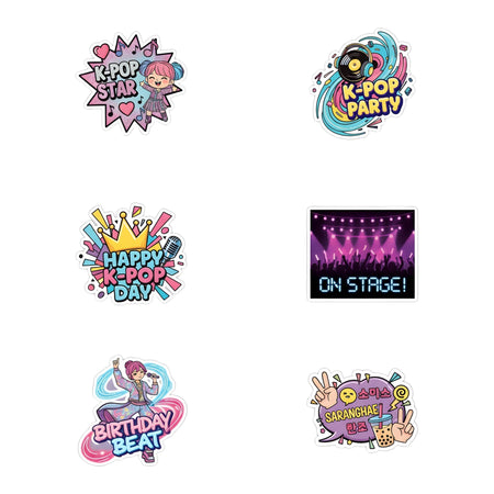 K-Pop Star Theme Birthday Cutouts (6 inches/250 GSM Cardstock/Mixcolour/12Pcs)