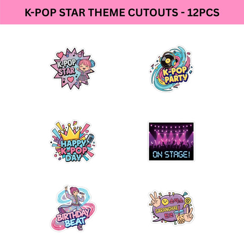 Load image into Gallery viewer, K-Pop Star Theme Birthday Cutouts (6 inches/250 GSM Cardstock/Mixcolour/12Pcs)
