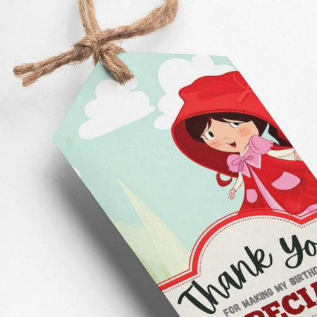 Red Ridinghood Theme Thank You Cards & Return Gift Tags - 30Pcs, 2x3.5, 250 GSM Cardstock (Red Ridinghood)