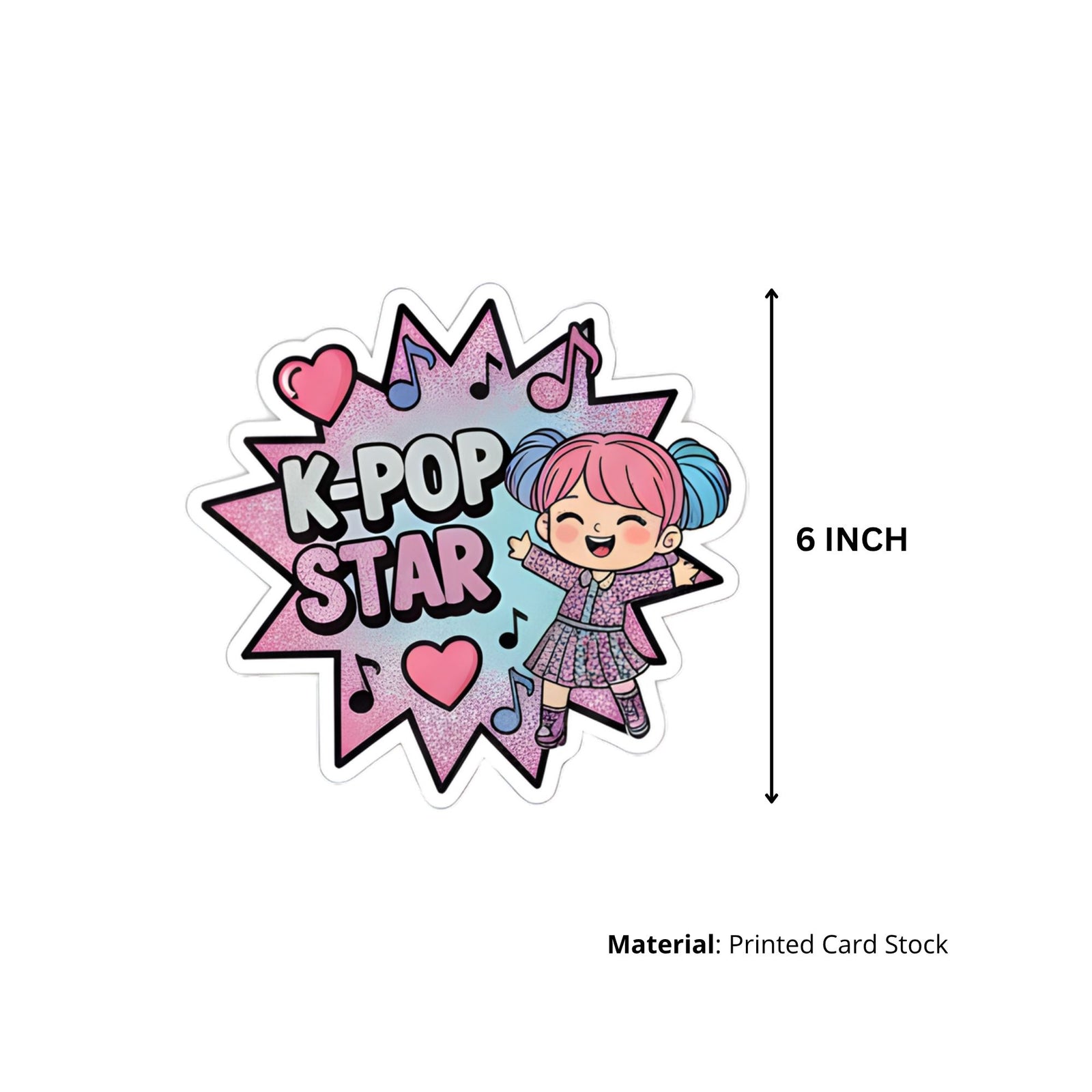 K-Pop Star Theme Birthday Cutouts (6 inches/250 GSM Cardstock/Mixcolour/12Pcs)