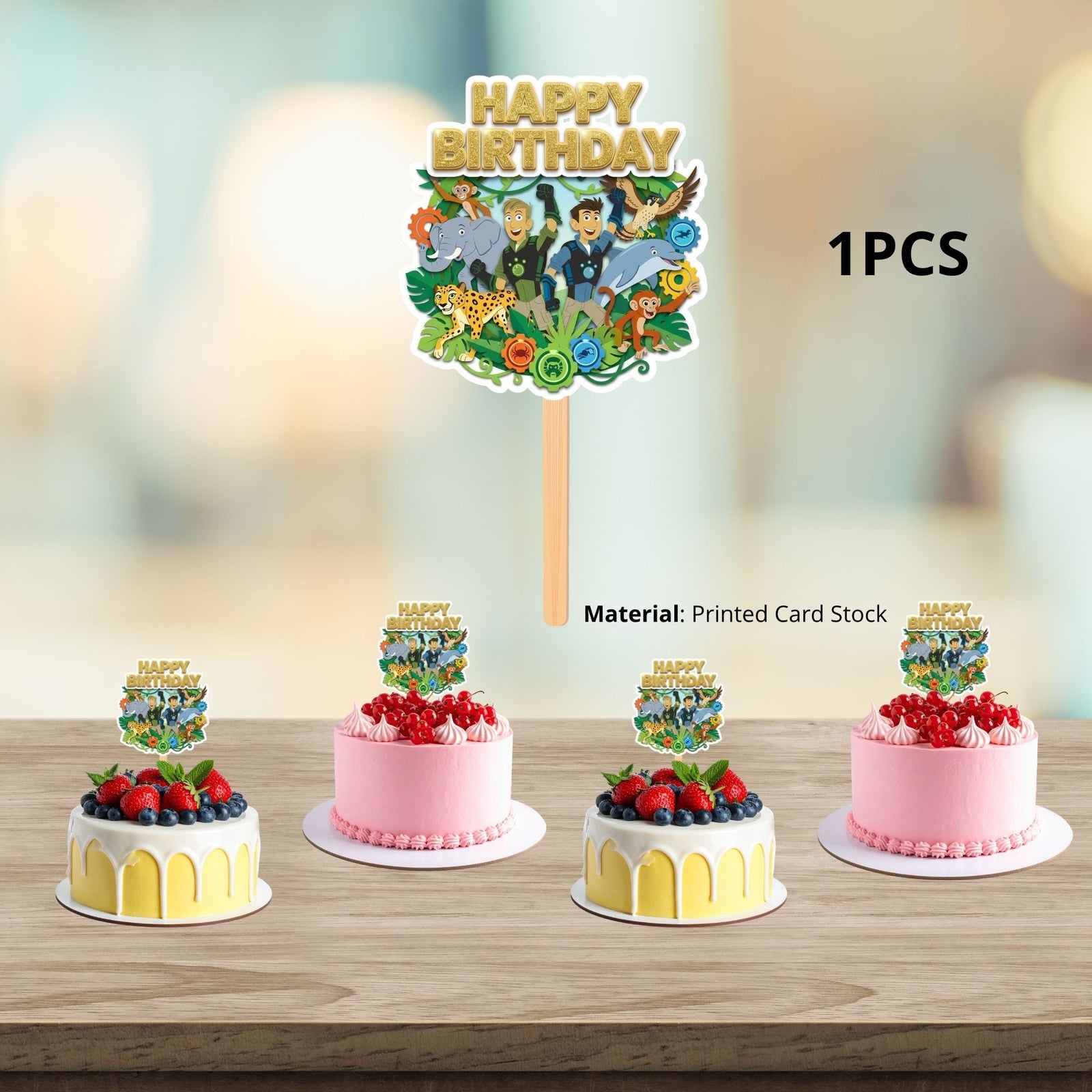 Wild Kratts Birthday Cake Topper for Kids | Premium 300 GSM Cardstock | Cute Cartoon Party Decoration | Cake Decoration Topper for Birthday Party Supplies