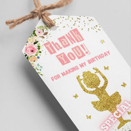 Ballerina Theme Thank You Cards & Return Gift Tags - 30Pcs, 2x3.5, 250 GSM Cardstock, Green & Black (Ballerina)