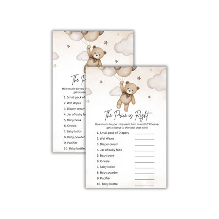The Price Is Right Baby Shower Games Card Pack - 18 High-Quality 300gsm Cards for Fun & Exciting Celebration