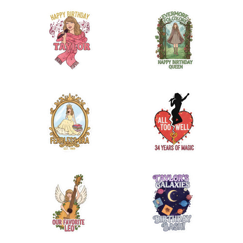Load image into Gallery viewer, Taylor Swift Theme Birthday Cutouts (6 inches/250 GSM Cardstock/Mixcolour/12Pcs)
