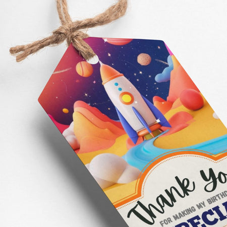 Rocket Theme Thank You Cards & Return Gift Tags - 30Pcs, 2x3.5, 250 GSM Cardstock (Rocket)