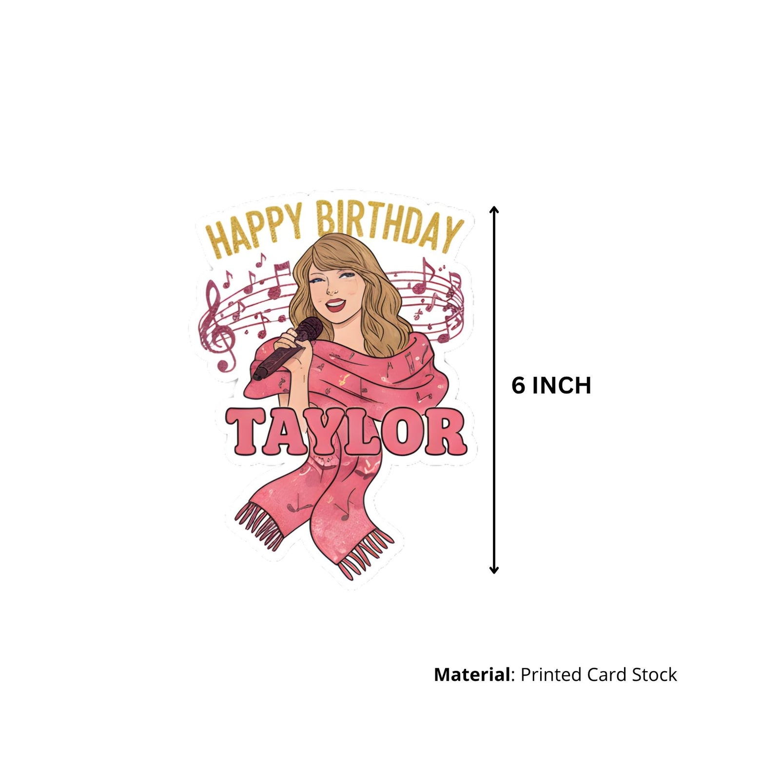 Taylor Swift Theme Birthday Cutouts (6 inches/250 GSM Cardstock/Mixcolour/12Pcs)