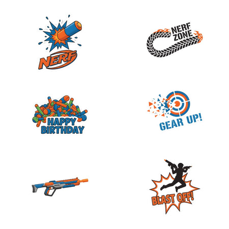 Nerf Gun Theme Birthday Cutouts (6 inches/250 GSM Cardstock/Mixcolour/12Pcs)