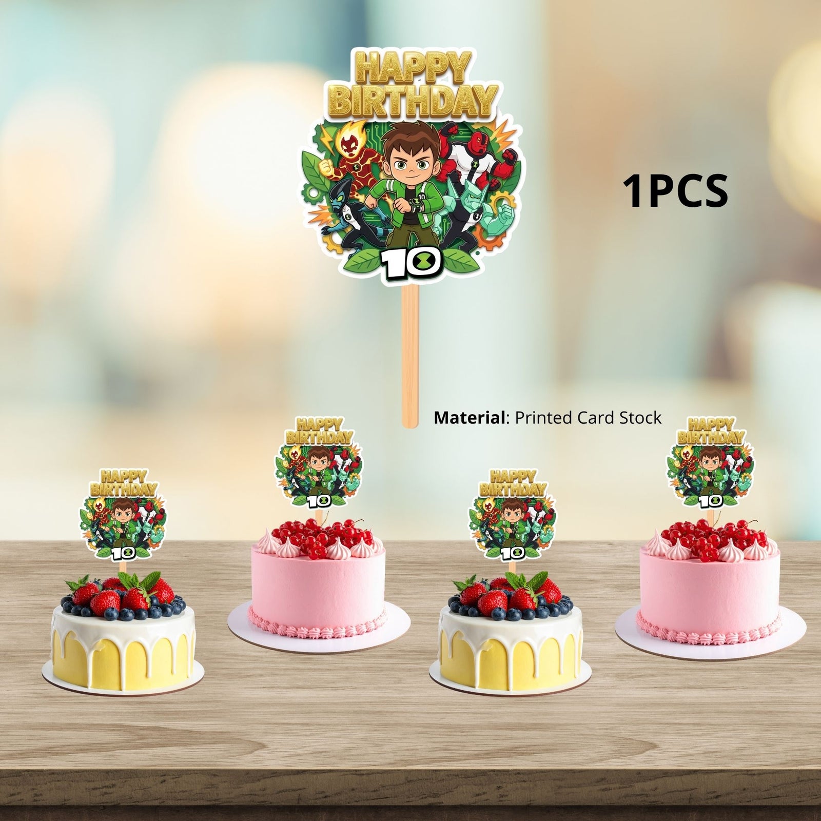 Ben 10 Kid Birthday Cake Topper for Kids | Premium 300 GSM Cardstock | Cute Cartoon Party Decoration | Cake Decoration Topper for Birthday Party Supplies