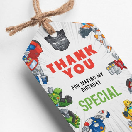 Transformers Theme Thank You Cards & Return Gift Tags - 30Pcs, 2x3.5, 250 GSM Cardstock (Transformers)