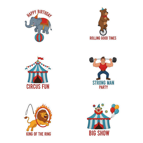 Load image into Gallery viewer, Carnival Theme Birthday Cutouts (6 inches/250 GSM Cardstock/Mixcolour/12Pcs)
