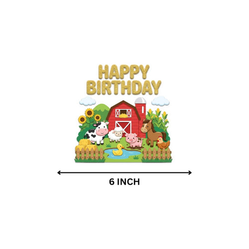 Load image into Gallery viewer, Farm House Birthday Cake Topper for Kids | Premium 300 GSM Cardstock | Cute Cartoon Party Decoration | Cake Decoration Topper for Birthday Party Supplies
