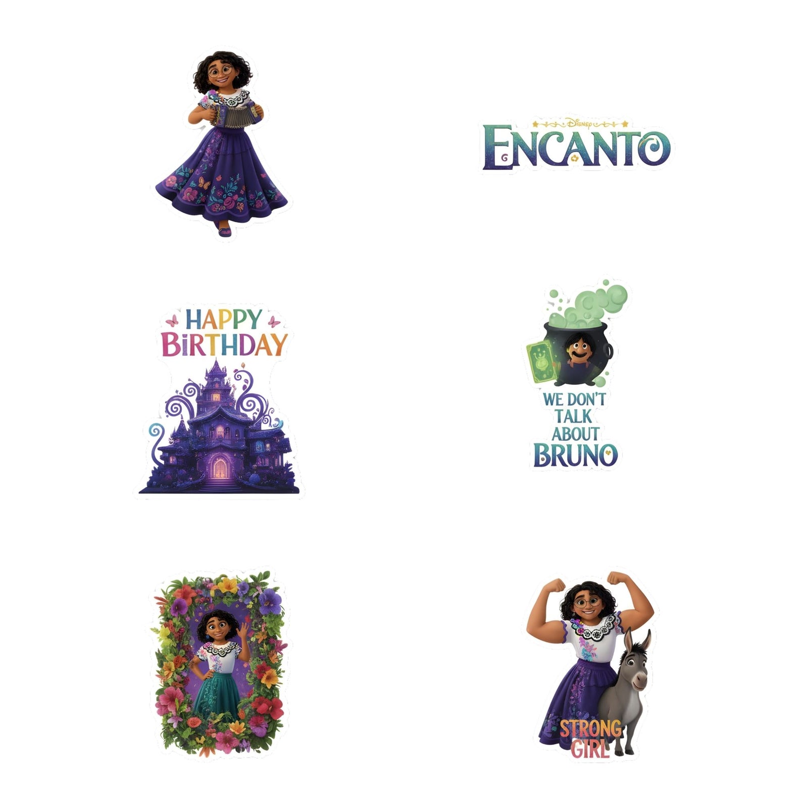 Encanto Theme Birthday Cutouts (6 inches/250 GSM Cardstock/Mixcolour/12Pcs)