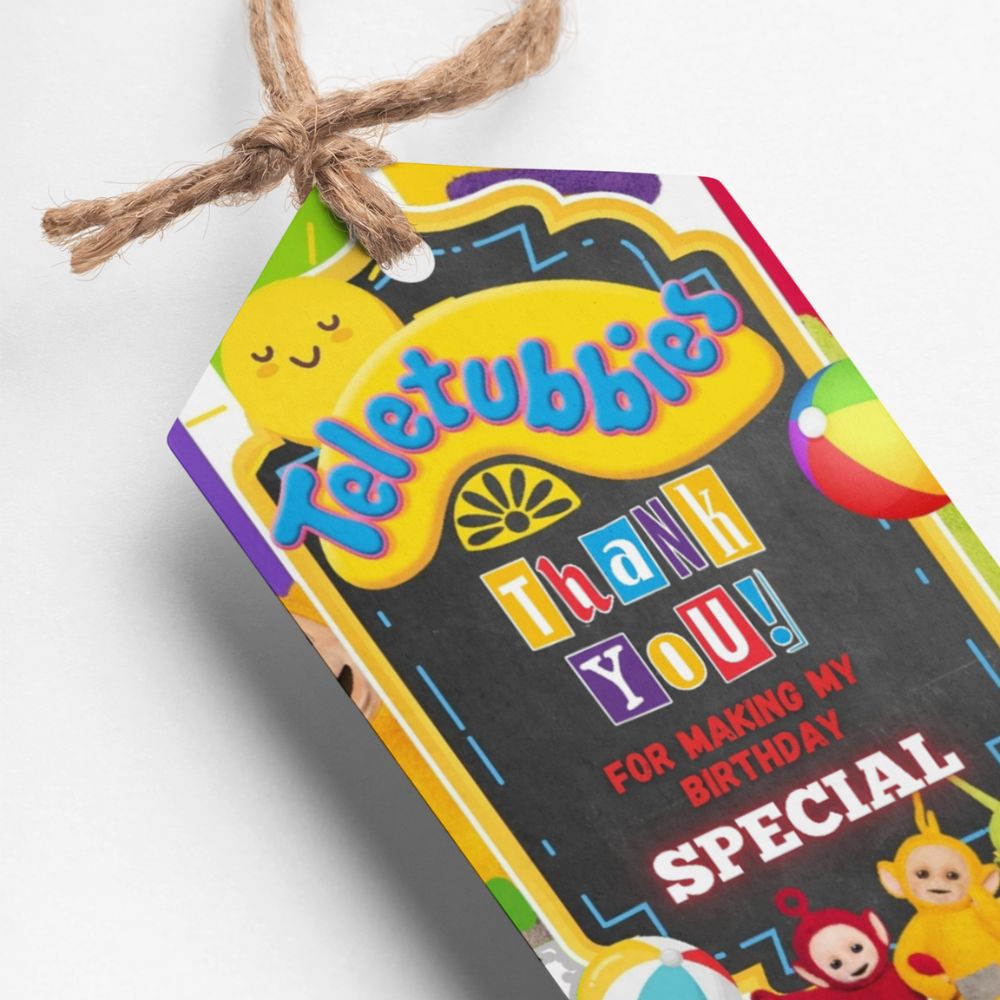 PartyDecor Mall Teletubbies Theme Thank You Cards & Return Gift Tags - 30Pcs, 2x3.5, 250 GSM Cardstock (Teletubbies)