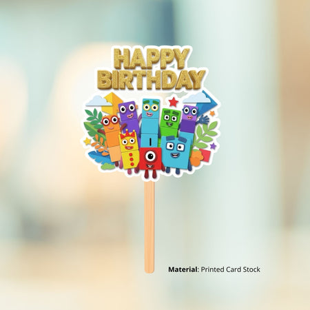 Number Blocks Birthday Cake Topper for Kids | Premium 300 GSM Cardstock | Cute Cartoon Party Decoration | Cake Decoration Topper for Birthday Party Supplies