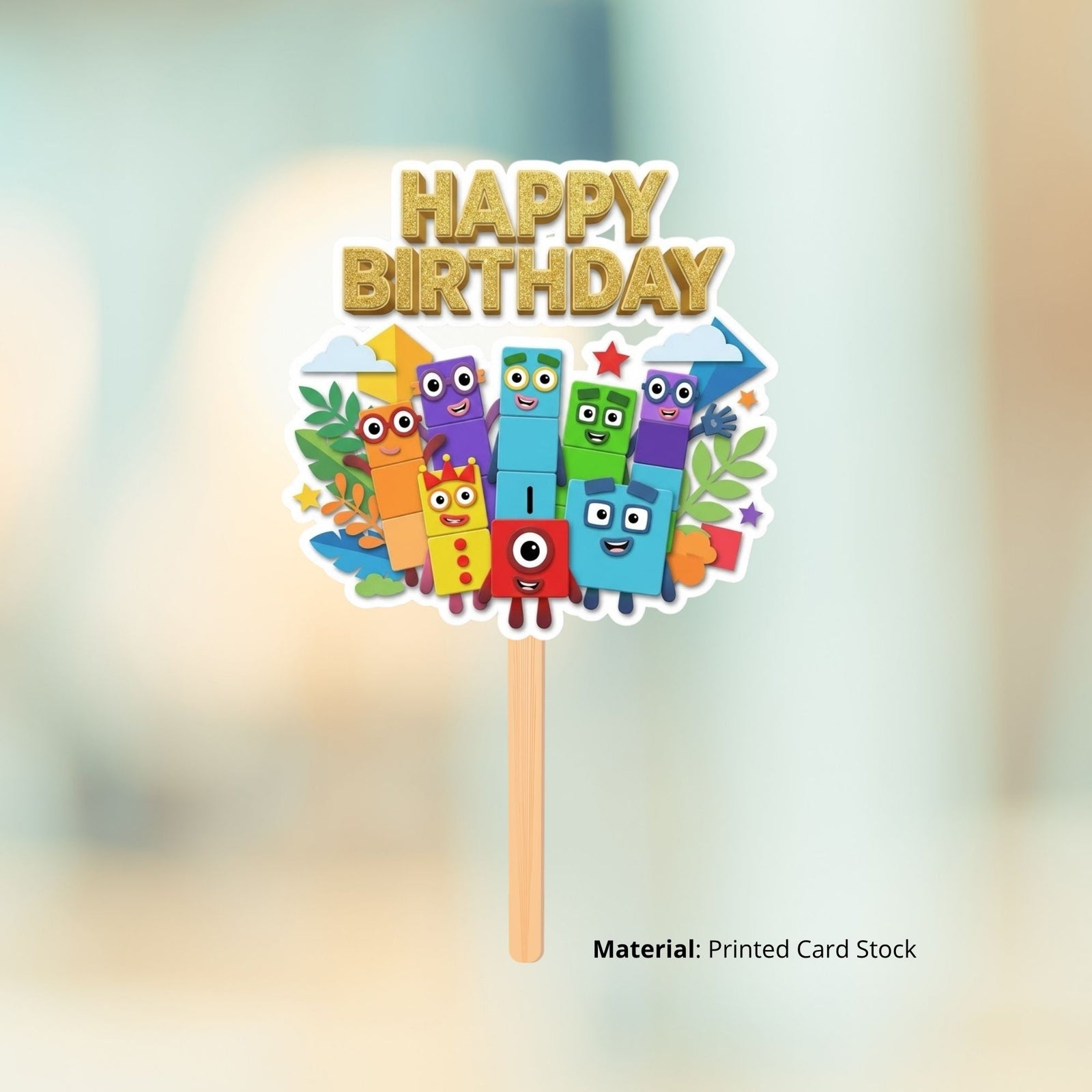 Number Blocks Birthday Cake Topper for Kids | Premium 300 GSM Cardstock | Cute Cartoon Party Decoration | Cake Decoration Topper for Birthday Party Supplies
