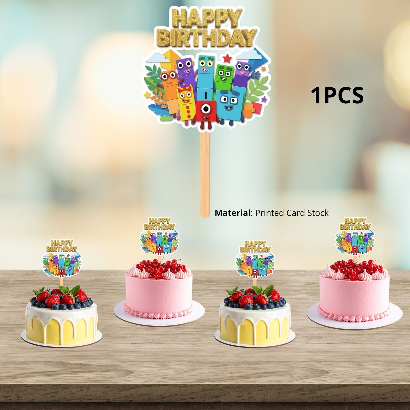 Number Blocks Birthday Cake Topper for Kids | Premium 300 GSM Cardstock | Cute Cartoon Party Decoration | Cake Decoration Topper for Birthday Party Supplies