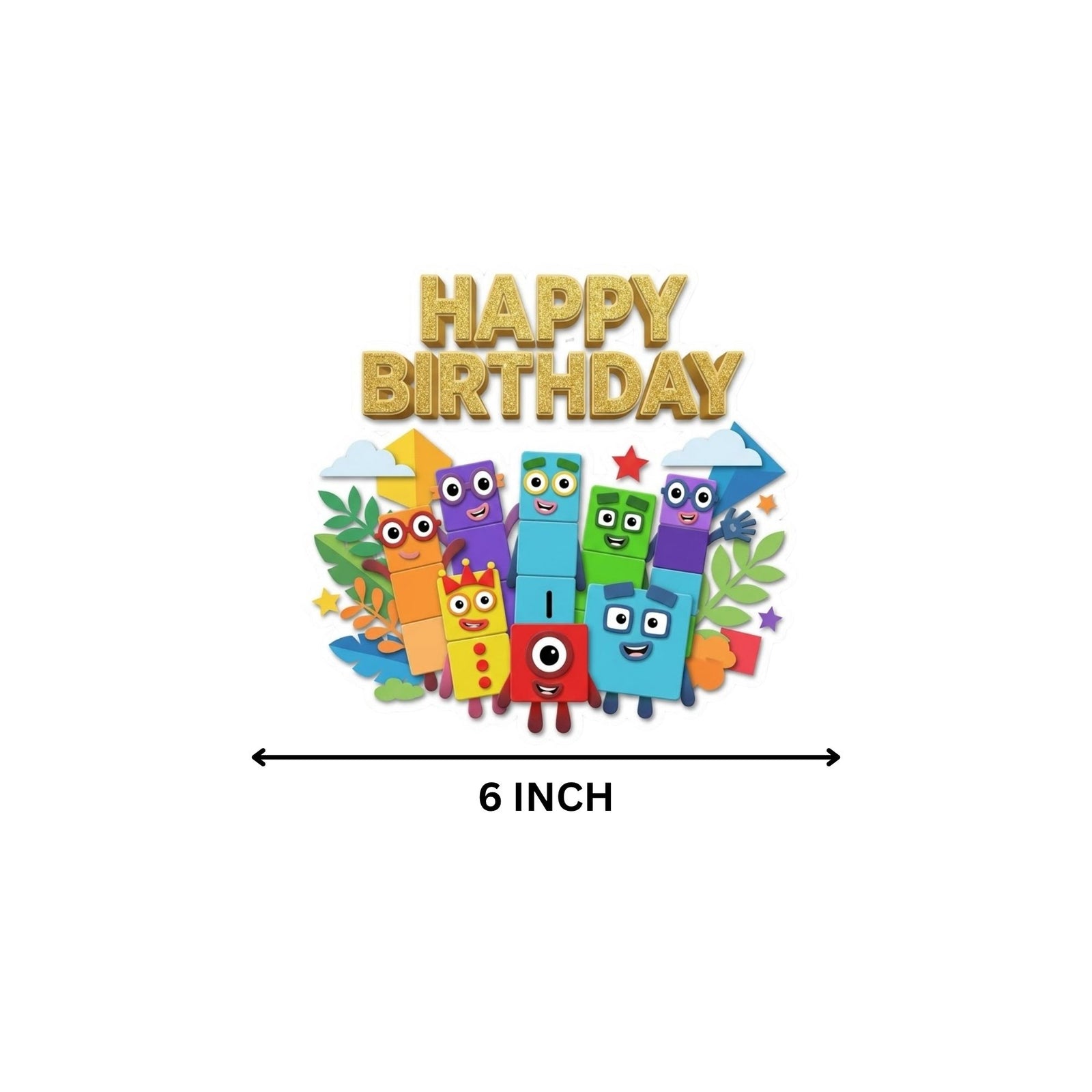 Number Blocks Birthday Cake Topper for Kids | Premium 300 GSM Cardstock | Cute Cartoon Party Decoration | Cake Decoration Topper for Birthday Party Supplies
