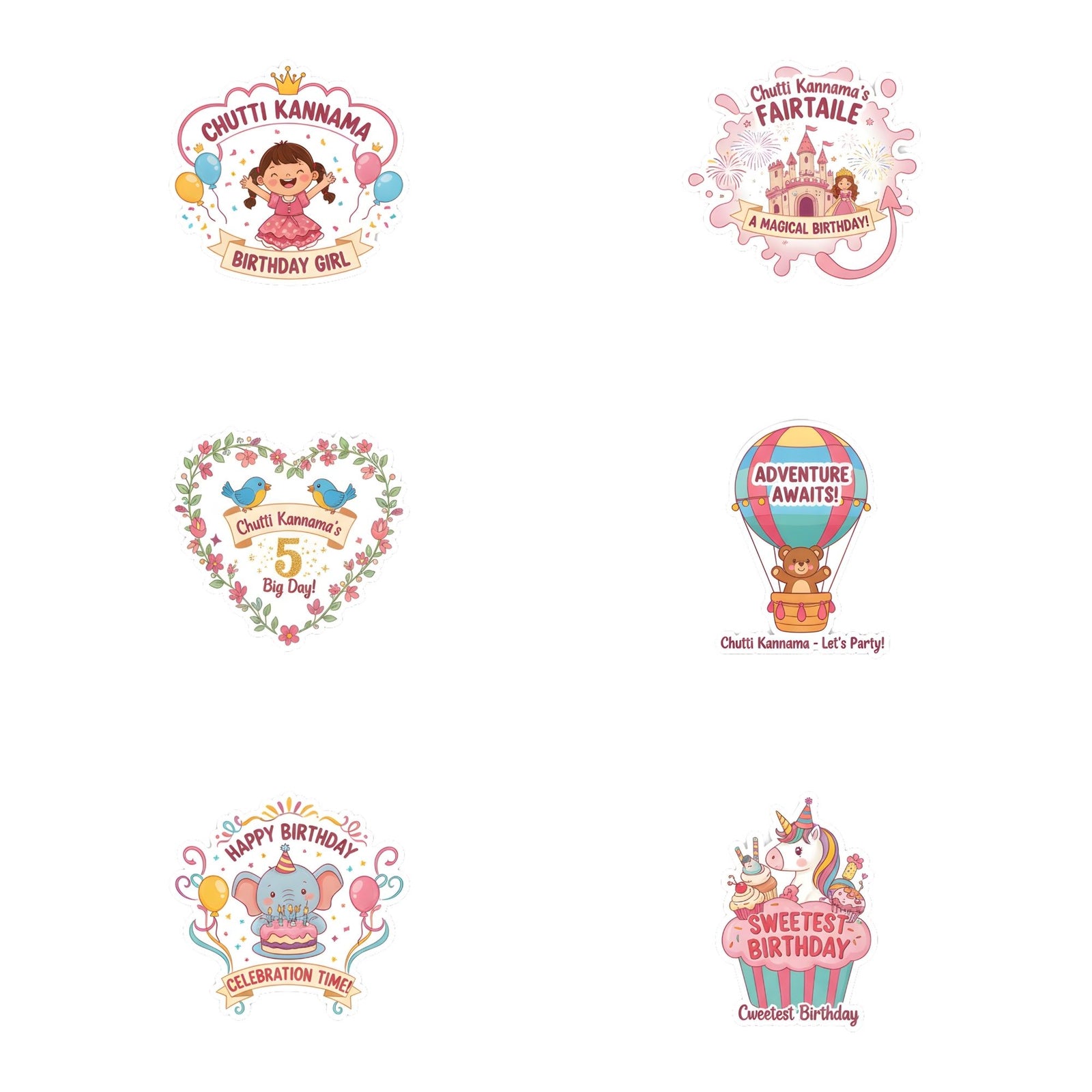 Fairy Taile Theme Birthday Cutouts (6 inches/250 GSM Cardstock/Mixcolour/12Pcs)